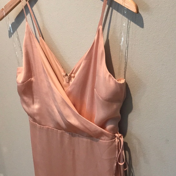 Charlotte Russe Dresses & Skirts - Satin silky pink slip surplice wrap dress